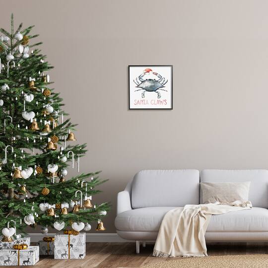 Stupell Industries Santa Claws Holiday Crab Framed Giclee Art